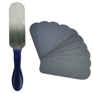 PODO TUFI profi PREMIUM металлическая пилка-основа для педикюра с силиконовой ручкой со сменными файлами 80/180 грит